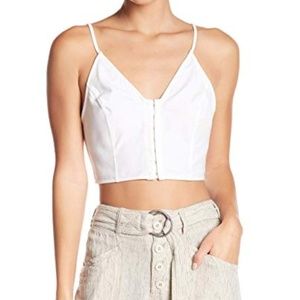 Free People Vest of All V-Neck Crop Top White